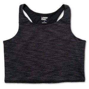 Lands' End Girls Athletic Tank Top Racerback Heathered Black Gray Activewear XL